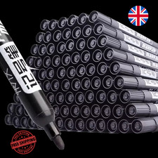 10pcs Black Permanent Marker Pens Large Chisel Tip for Art Craft Office UK
