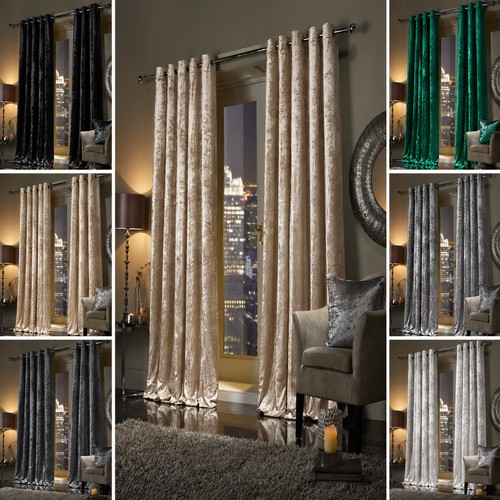 Crushed velvet curtains pair - crushed,