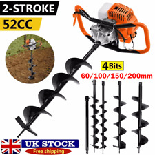 52CC Petrol Earth Auger Post Hole Borer Ground Drill Digger 4 Bits 2" 4" 6" 8"