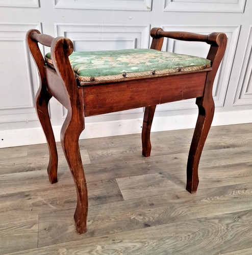 Antique piano stool wooden - antique,