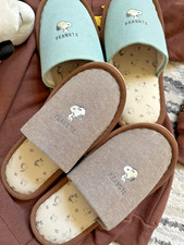 Peanuts Snoopy House Slippers Brown M/L US 9-10 Cozy Indoor Shoes Japan