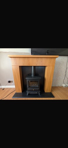 Oak wood electric fireplace - wood,