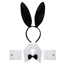 3 Piece Playful Bunny Costume Set – Ears, Bow Tie Collar & Cuffs for Parties