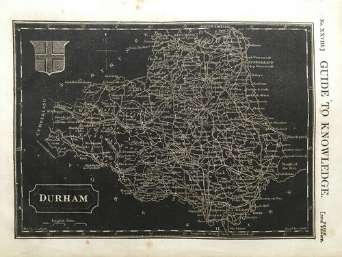 1834 antique map durham - map,