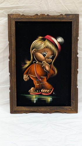 Vintage kitsch black velvet