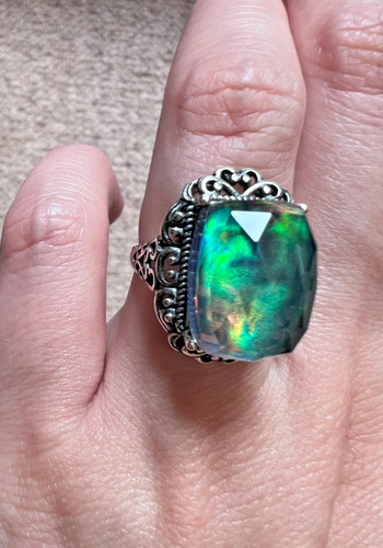 Aurora opal ring lab grown - –,