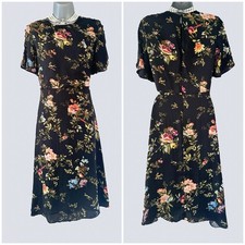 H&M black floral/bird printed