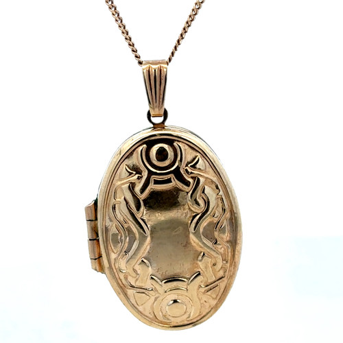 9ct yellow gold locket - , pendant