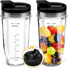 2Pcs Replacement 24oz Blender Cup with Sip & Seal Lid Compatible Nutri Ninja