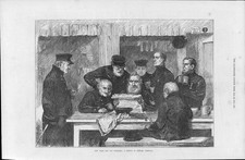 1871 Antique Print - LONDON Chelsea Hospital Warriors Soldiers Table Paper (146)