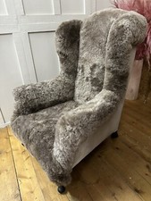 Victorian Wingback Armchair Beautiful Sheepskin Upholstery Contemporary Unique