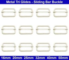 Sliding Bar Buckles Metal Tri Glides - 16mm, 20mm, 25mm, 32, 40mm, 50mm - Silver