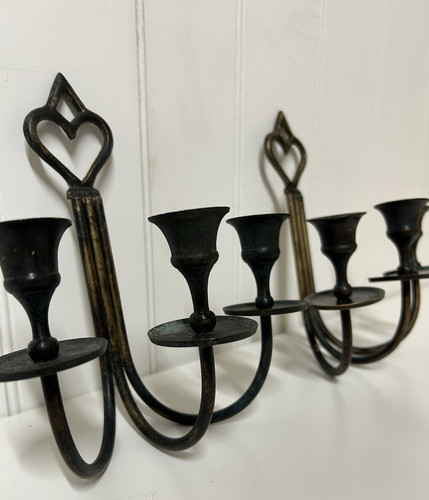 Pair vintage bronze wall - vintage,