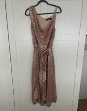Lavish Alice Rose Gold Sequin Embellished Cowl Neck Culotte Jumpsuit