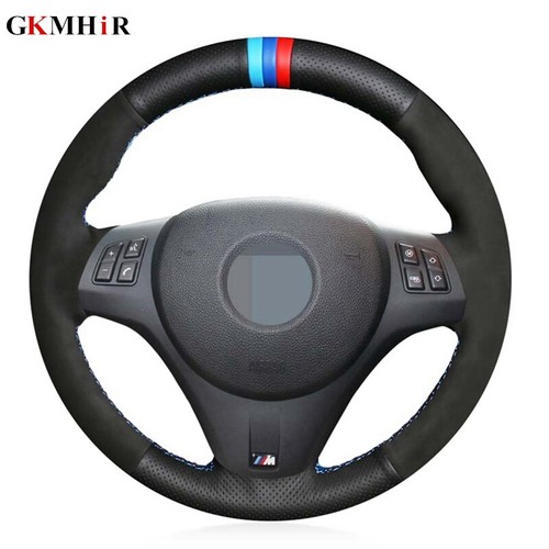 Black leather suede - suede, steering