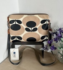 Orla Kiely Giant Oval Stem Print Nude Shoulder Crossbody Travel Pouch Bag
