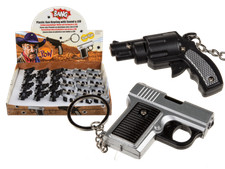 REVOLVER KEYRING HAND GUN PISTOL GIFT IDEA LIGHT UP TORCH LED SOUND KEYCHAIN