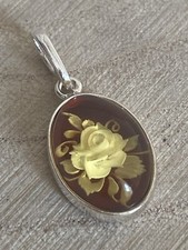 Amber Cameo Pendant Engraved