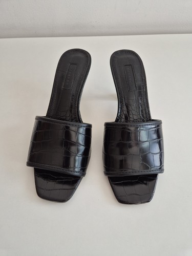 Black leather mules - leather,