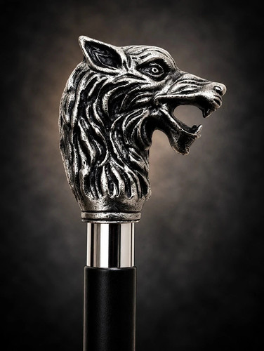 Luxury wolf head walking stick - head,