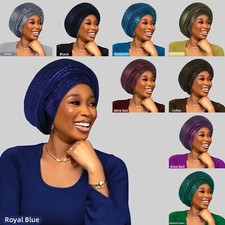 Nigerian Aso Oke African Headtie Auto Gele Hijab Caps Women Turban Head Wrap Hat