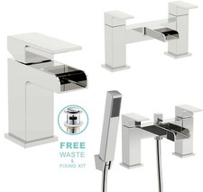 New Waterfall Bathroom Taps Chrome Basin Mixer Bath Filler Shower Deck Tap Sets