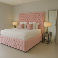 Luxury Plush Velvet Ottoman Storage Bed Frame – Double King Super King Gas Lift