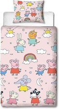 Character World Peppa Pig and Friends Official Single Bed Duvet Cover Set | Colo