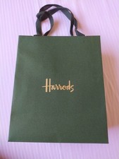 Genuine Harrods Dark Green Paper Gift Bag Luxury Shopping 21x18x9cm Packaging