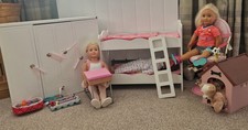 Our Generation Wooden Doll Wardrobe and Doll Clothes Bundle