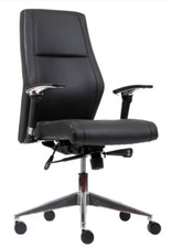 London Black Bonded-Leather Ergonomic Synchro Office Chair 2D-Arms (VAT Invoice)