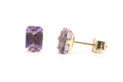 9ct gold amethyst - 9ct, studs