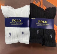 Men's Ralph Lauren Socks: 6 Packs Polo UK 6-12 Black & White Sleek Set