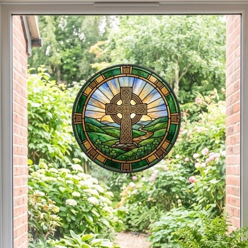 Celtic cross stained - stained, glass