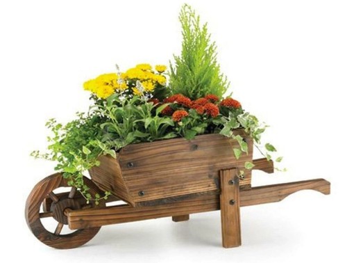 Burnt wood wheel - barrow, home