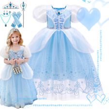 Cinderella Costume Girls Kids Toddlers Princess Fancy Dress Up Book Day Outfits