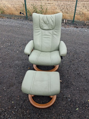 Green leather recliner chair - green,