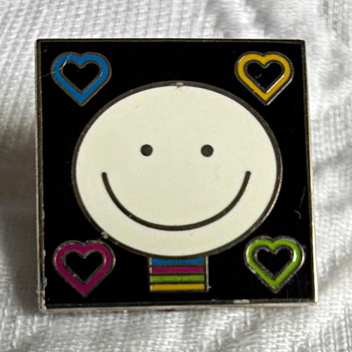 Smiley face enamel pin - smiley, badge
