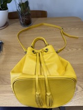 Boden Yellow Bucket Leather Shoulder Crossbody Drawstring Bag VGC 