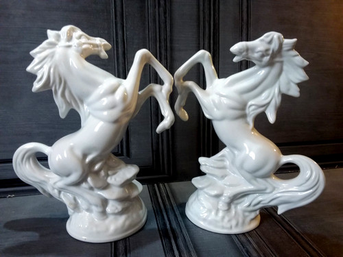 Pair white porcelain - white, roaring