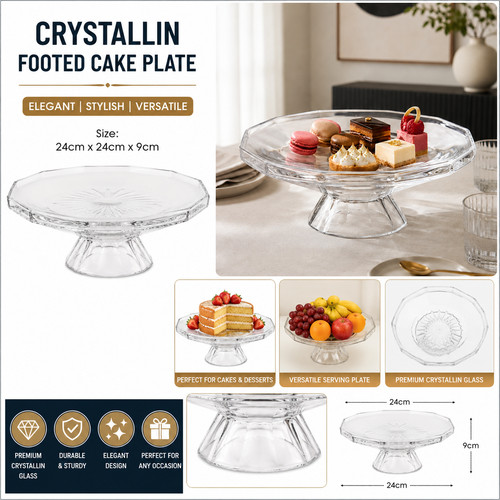 Crystal glass footed cake - footed,