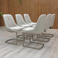 Furniture Village 'Avorio' Neutral Faux Leather Set of 6 Cantilever Dining Chair