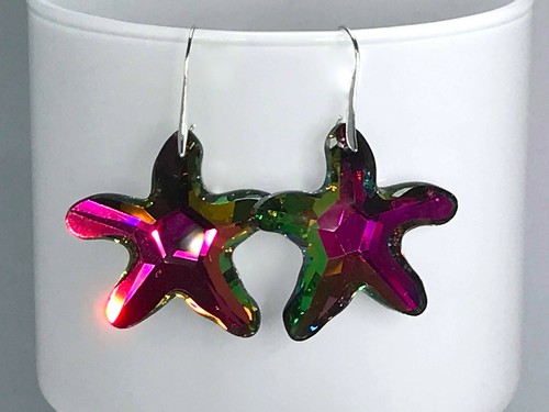 Crystal starfish earrings 925 - crystal,