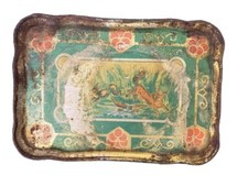 Vintage tin green lithograph - vintage,