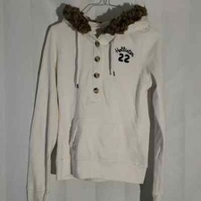 Y2K Hollister Cream Hoodie with Faux Fur Hood Juniors size medium.