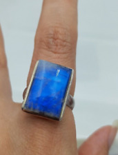 Vintage Silver 925 Rectangle Labradorite Ring Size O With Box