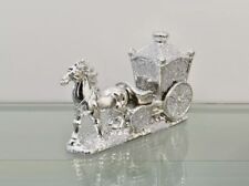 Horse With Round Wagon Buggy Gypsy Big Wheels Crushed Diamond Carriage Ornament