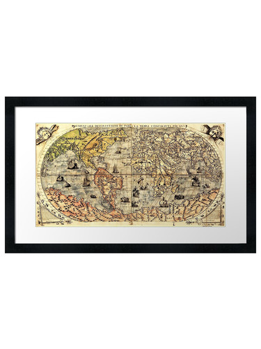 Old map framed wall art - framed,