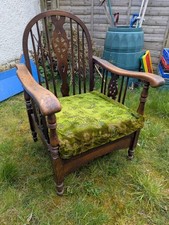 Antique Beech and Ash Reclining Wheelback  Chair 1920s  Reg No 2157