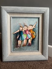 Joyce Roybal Original Oil – Three Dancers in Colourful Dresses – Framed & Signed